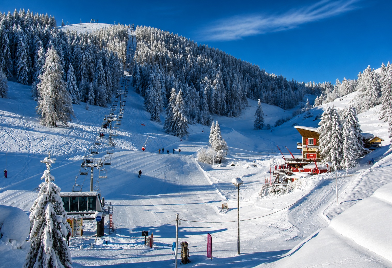 Winter ski slopes in the Dolomites